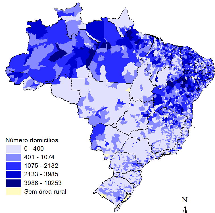 Número de domicílios rurais com serviço de água inadequado, Brasil
