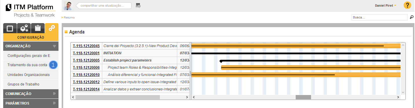 22. Tratamento da sua conta Apenas os usuários registrados como administradores principais de sua conta no ITM Platform podem ver a configuração sua configuração no menu CONFIGURAÇÃO, seção