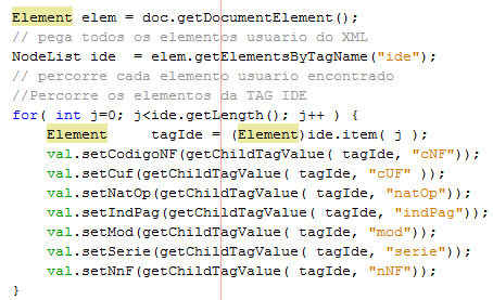 Figura 13 - API DOM Ainda sobre a Figura13, o valor da "Tag" filha selecionada na função "getchildtagvalue", alimenta um Array através das funções SET e GET de cada valor do documento XML, para