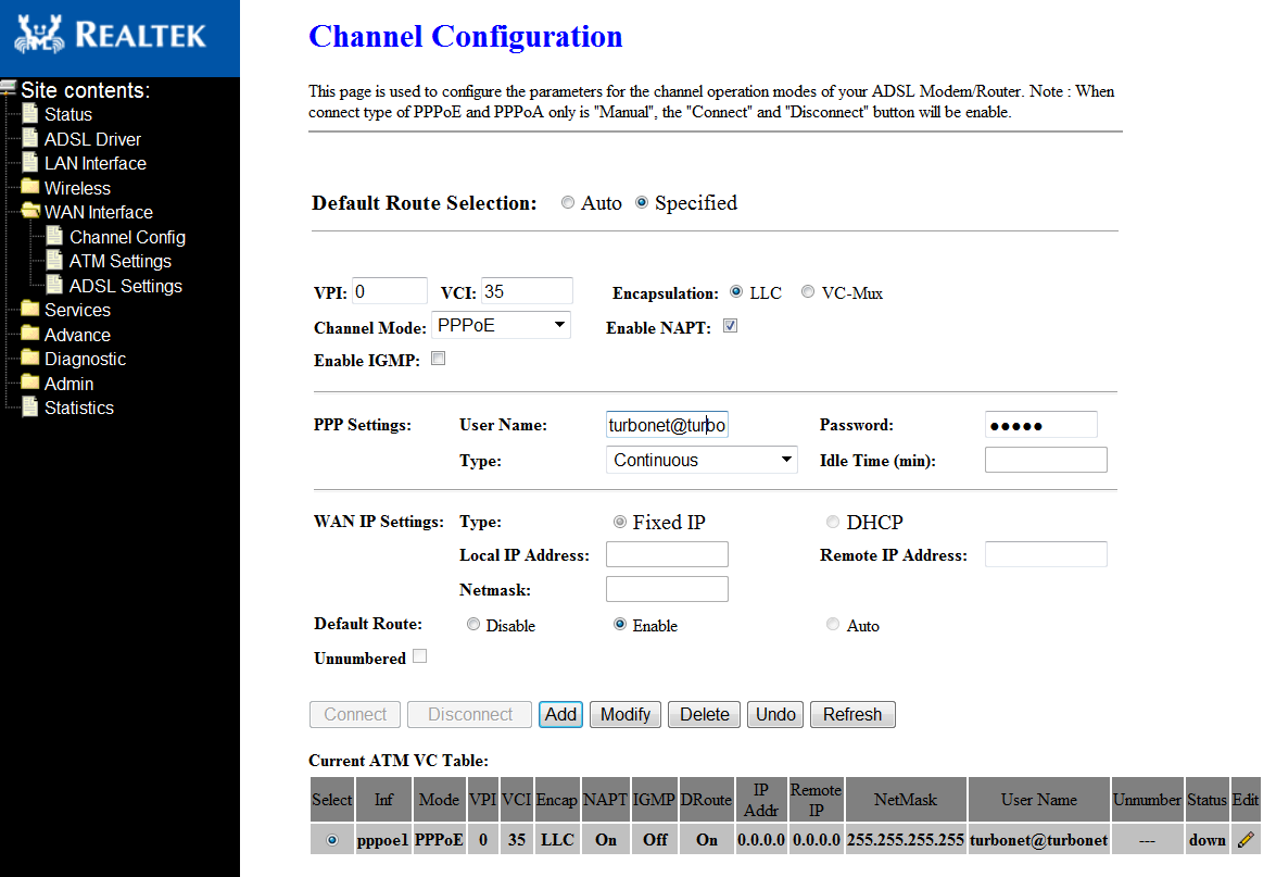 CONFIGURAÇÃO EM MODO PPPoE 2 - Clique no botão Select para alterar a configuração da interface ppp interface.