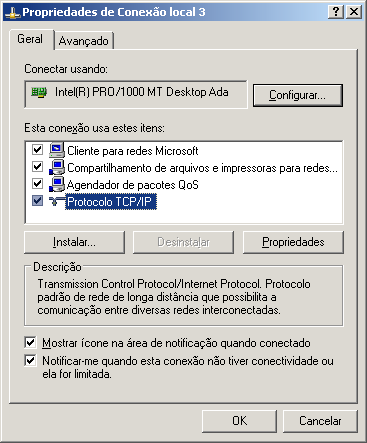 Windows 2000/XP 1. Configure a interface de rede de seu computador para Obter um Endereço IP automaticamente; 2.