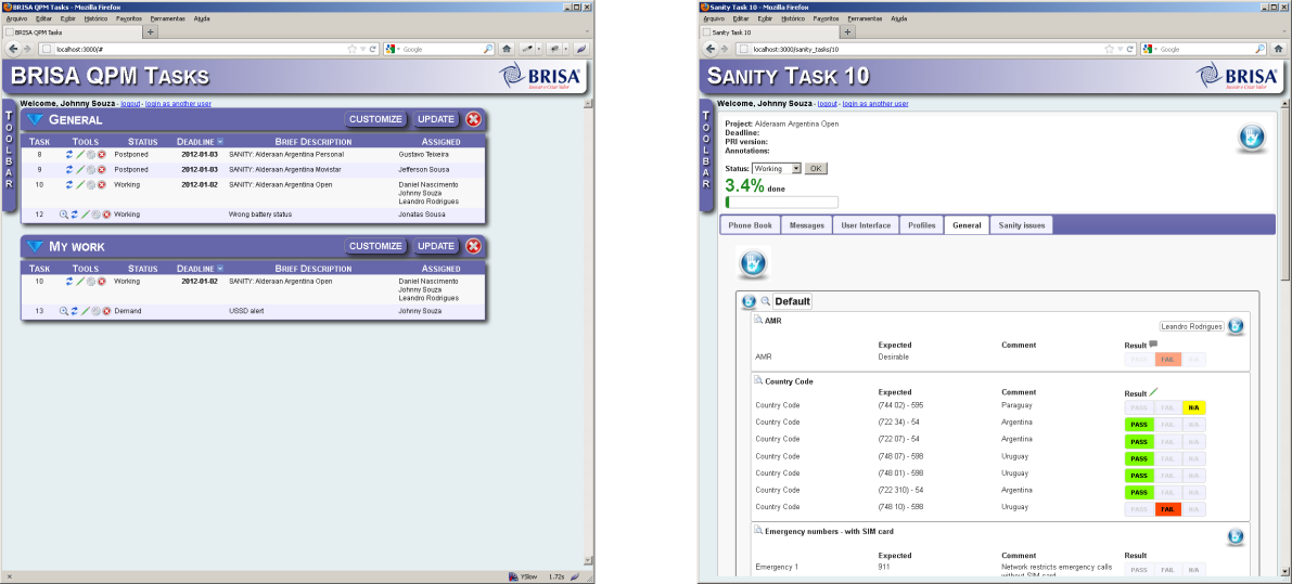 Produtos de software gerados Durante o Ciclo 2011, a solução BRISA QPM foi implementada, de acordo com a especificação elaborada antes do início do Ciclo.