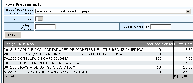 PROGRAMAÇÃO AMBULATORIAL Da mesma forma, as unidades ambulatoriais poderão ser programadas no sistema.