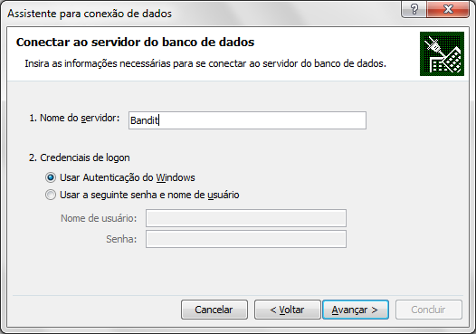 95 partir de uma nova planilha, selecionar a aba Dados. Conforme apresentado na Figura 52. Figura 52: Seleção do tipo de base de dados para conexão.