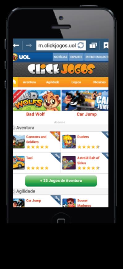 MOBILE O Click Jogos também está presente no mobile, através de sites desenvolvidos de forma específica para cada plataforma.