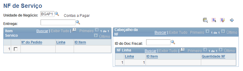 Página Faturar Serviços Informe a Unidade de Negócio e Entrega (Cliente de Entrega).