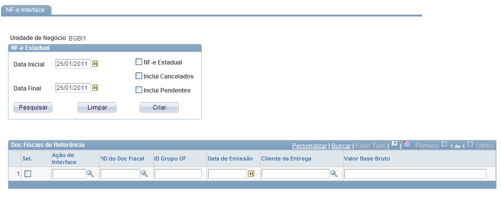 Página NF-e Interface Utilize esse página para transmitir os dados aos órgãos públicos.