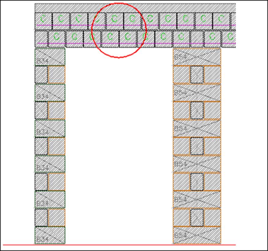 107 Figura 56 - Estrutura definida para a parte de cima da porta dos elevadores: a)