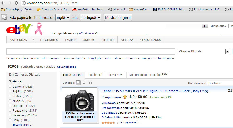 essas facetas, por exemplo, optar por visualizar todas as câmeras Canon com zoom óptico de 4x. O modelo de navegação faceta do site e-bay são visualizados na figura 02. 54 Figura 02.