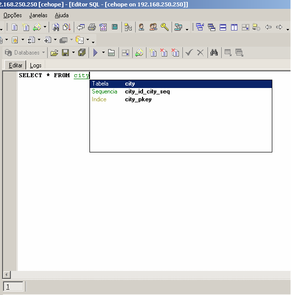 Figura 2.13 - Syntax Highlighting e Autocomplete no query builder 2.5.