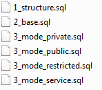 A pasta sql contém a estrutura da base de dados, é possível escolher pelo tipo de banco dados por exemplo postgresql,mysql ou arquivo de texto. O arquivo 1_structure.