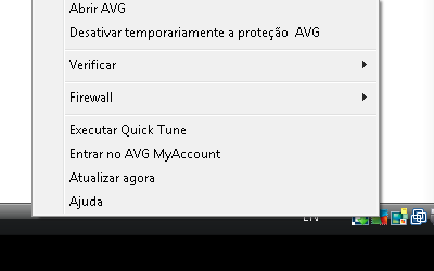 Exibição do ícone da bandeja do sistema do AVG Quando exibido em preto e branco, sem elementos adicionais, o ícone indica que todos os componentes do AVG Internet Security 2015 estão ativos e