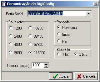 SOFTWARE DE CONFIGURAÇÃO O aplicativo DigiConfig é um programa para Windows utilizado para a configuração do AirGate-Modbus. Para sua instalação, executar o arquivo DigiConfigSetup.exe a partir do CD.