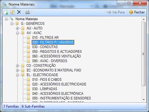 Tipos de Equipamento O tipo de objecto é uma parametrização que permitirá uma codificação consistente de qualquer objecto de manutenção.