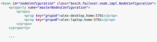 Capítulo 4: Implementação dos Requisitos Não-Funcionais de IAD e DA na Tecnologia Fuse ESB 60 Figura 4.6: Excerto da configuração do bundle failover.