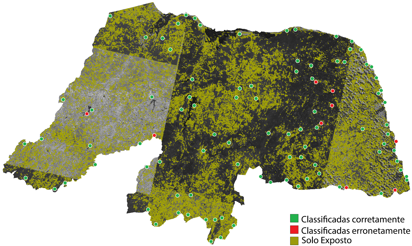 Capítulo 4. ESTUDOS DE CASO E RESULTADOS 61 Figura 41 Localização das amostras do Agente Vegetação. Fonte: Autoria própria. Figura 42 Localização das amostras do Agente Solo Exposto.