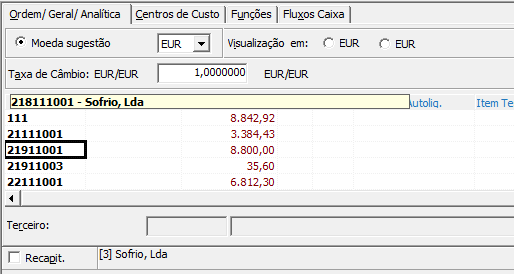 - Na edição de movimentos, em Contabilidade Movimentos, a conta alternativa e a sua respectiva descrição passam a ser indicadas usando o sistema de tooltip: Se a empresa