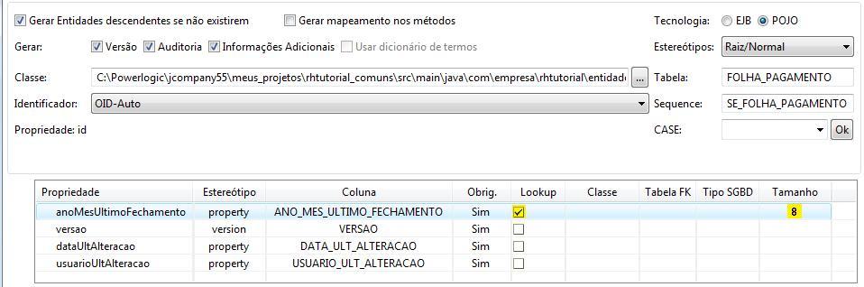 Capítulo E17 Figura E17.4. Mapeamento Objeto-Relacional para "FolhaPagamento".