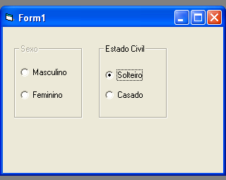 É claro que, depois do exemplo anterior não poderíamos deixar de conhecer o Frame. Esse controle, como você viu anteriormente serve para organizarmos melhor os controles dentro do formulário.