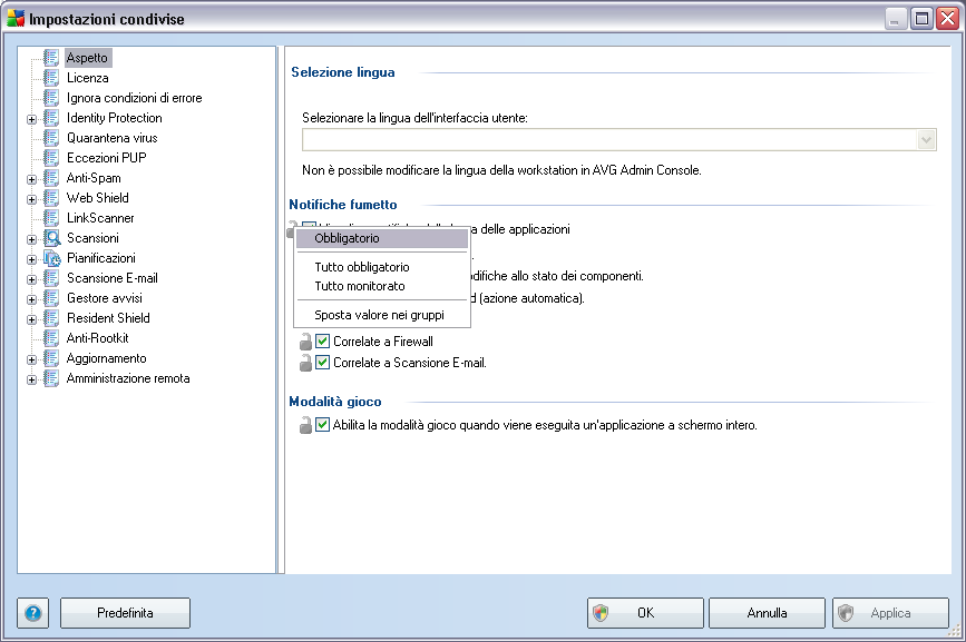 10. Configuração Este capítulo contém uma descrição das opções de configuração de diferentes partes doavg Internet Security Business Edition. 10.1. Configurações compartilhadas para estações/grupos Esta caixa de diálogo permite definir configurações compartilhadas das estações.