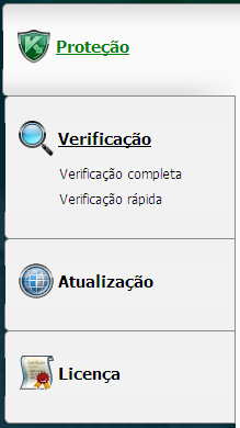 G U I A D O U S U Á R I O JANELA PRINCIPAL DO APLICATIVO A janela principal do aplicativo pode ser dividida em três partes: A parte superior da janela indica o status de proteção atual do computador.