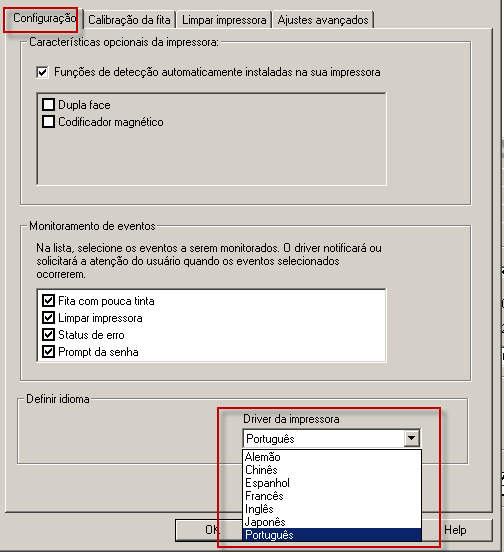 Utilizando a guia Configuration (Configuração).