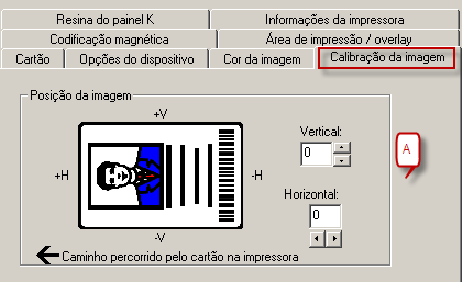 Utilizando a guia Image Color (Cor da imagem) Utilizando a guia Image Calibrate (Calibrar imagem) Use a guia Image Calibrate (Calibrar imagem) para controlar a posição da área que pode ser impressa