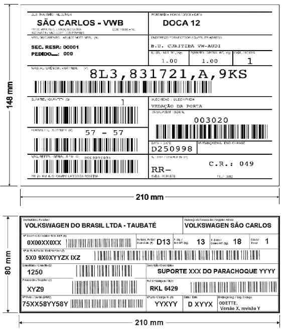 5.3.1 Etiqueta Padrão 5.3.1.1 ODETTE A etiqueta de transporte ODETTE foi planejada e definida para ser utilizada em todas as embalagens de transporte entre dois parceiros comerciais - Fornecedor e Comprador.