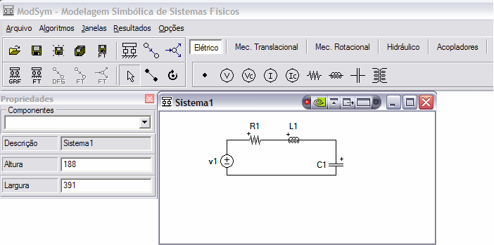 malha em relação com a tensão de entrada V 1 :