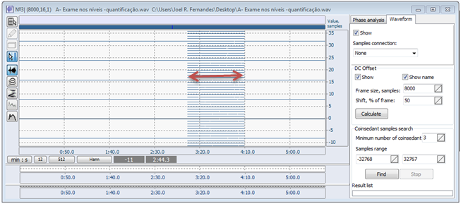 Exemplo 2- A figura 4 mostra a forma de onda waveform de uma gravação de áudio, e o seu exame visual não indica uma adulteração na gravação original.