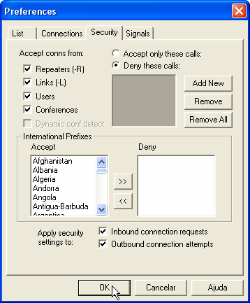 III Configuração Echolink Configuração Controle do PTT: PTT Control: Aperte este botão para abrir a janela de controle do PTT, com as seguintes opções: Keyboard Key: Marque esta opção e escolha