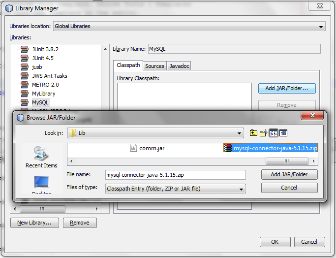 JDBC Configuração Clique Add JAR Escolha o ficheiro indicado (o do download) Clique Add Clique