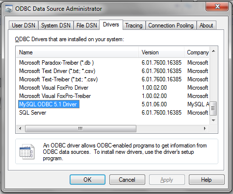 ODBC Verificar a Instalação Procure DataSources(ODBC) no painel de controlo (Windows - ferramentas administrativas).