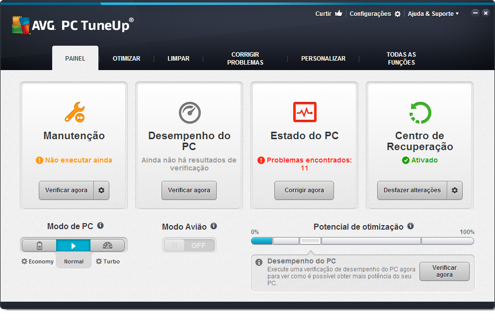 versão do AVG PC TuneUp 2015. Essas informações podem ser úteis ao contatar o suporte técnico.