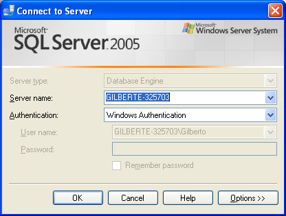 Na caixa de diálogo Connect to Server, clique em OK. Figura 20 - Caixa de Diálogo Connect to Server 7.