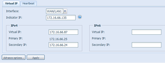 são assumidos imediatamente e não é necessário esperar pela sincronização. O IP virtual será sempre mapeado para o servidor activo nesse momento. v. Preencha as informações de nome do anfitrião do Virtual Server (Servidor virtual) para acesso adicional.