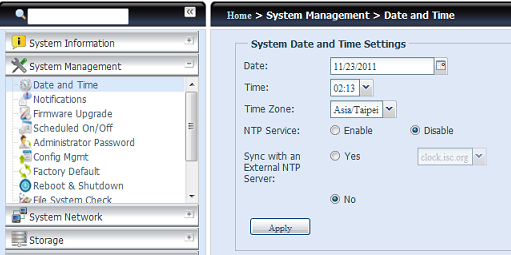 System Management (Gestão do sistema) O menu System Management (Gestã o do sistema) oferece diversas definições que podem ser utilizadas para configurar as funções de administração do sistema do