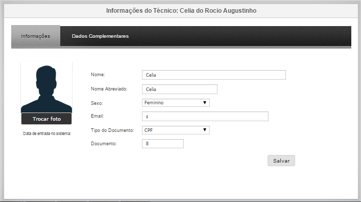 169 Figura UC65: Interface de edição e visualização das informações de um Técnico. Caso de Uso:UC-80 Gerar Relatório Técnicos Descrição: Ação que imprimi um lista de Técnicos no programa.