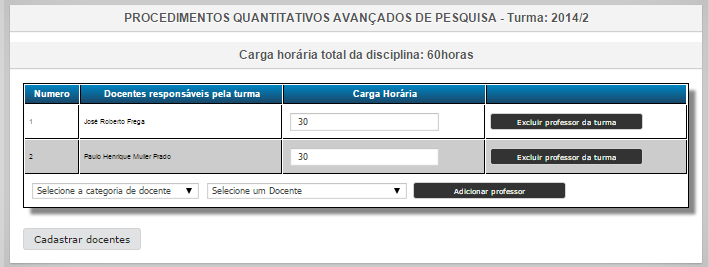 208 Figura UC81: Interface de alteração do corpo docente de uma turma. Caso de Uso: UC-110 Excluir Turma Descrição: Ação de excluir as informações de uma turma. Ator: Administrador, Técnico.