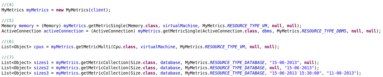 3.2. MyDBaaS Framework 57 Figura 3.25 Exemplos da instânciação da classe MyMetrics.