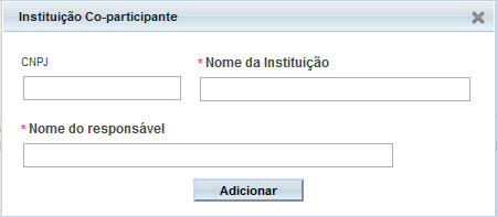 59 60 61 59 O campo Instituição Co-participante possibilita o pesquisador adicionar as instituições coparticipantes; 59 60 - O campo "Propõe dispensa do TCLE?