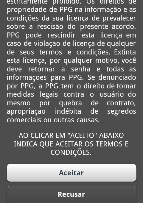 CONTRATO DE LICENÇA Leia o contrato de licença. Se concordar, clique em Aceitar.