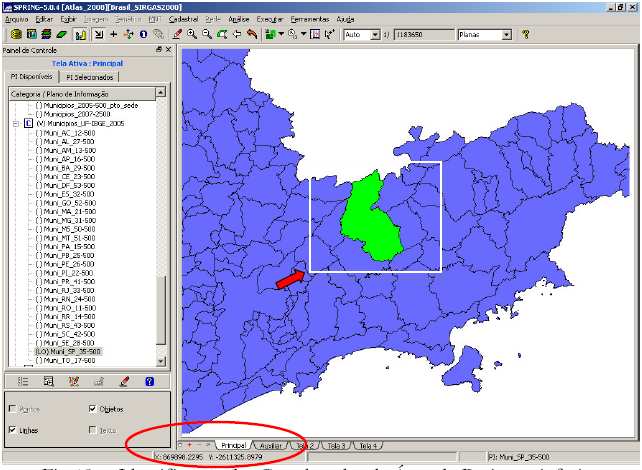 Figura 17 Identificação das Coordenadas da Área do Projeto inferior Com as coordenadas da área de interesse, que obteve através do projeto Brasil_SIRGAS2000,