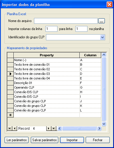 Guia do Usuário Criação do diagrama Defina a propriedade para Identificador do grupo CLP. A propriedade desse texto deve estar disponível na lista de propriedades de texto que podem ser importadas.