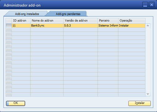 Figura 14: Início da instalação do add-on no SBO As imagens a seguir demonstram apenas as telas do instalador do BankSync que apresentam configurações para o usuário preencher.