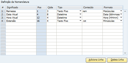 Descrição para a nomenclatura. Diretório base U_BasePath Este é o diretório em que o BankSync irá criar seu arquivo de remessa.