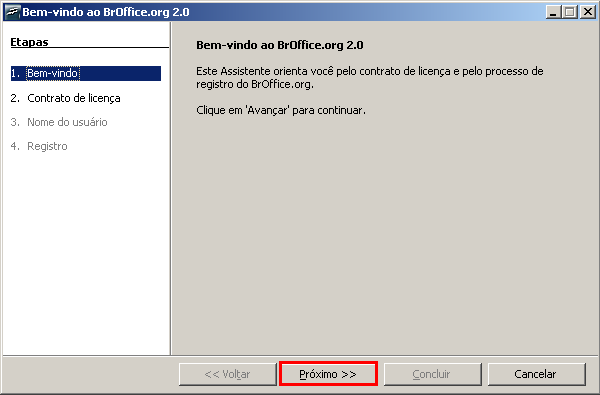 Executando pela primeira vez Clique em Próximo