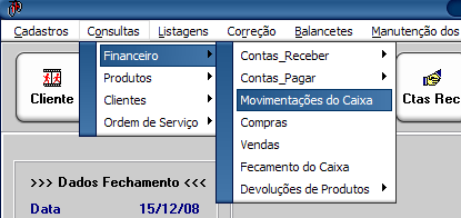 CONSULTA DE VENDAS Nesta mesma tela, pode-se alterar ou devolver um produto vendido de uma venda específica.