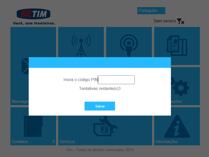 Iniciando uma conexão com a Internet Iniciando 1. Certifique-se que o SIM Card está inserido corretamente em seu modem TS-1K6. Se houver dúvida consulte a sessão Inserindo SIM Card neste manual. 2.