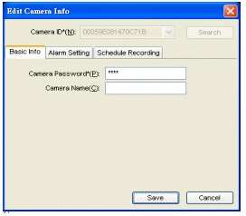 5.5 Editar Câmera, Informações Básicas, Alarme e Função de gravação Toque